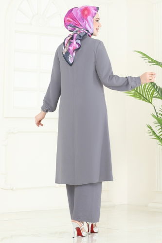 moda selvim طقم رمادي PL9149 - Thumbnail