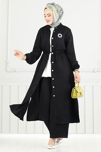 moda selvim طقم أسود PL9154 - Thumbnail