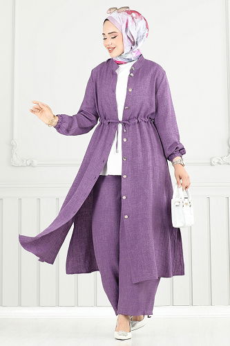 moda selvim طقم ليلكي PL9154 - Thumbnail