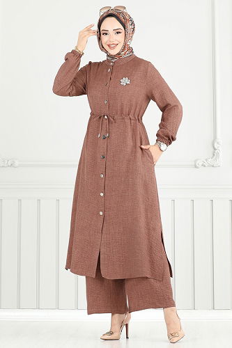 moda selvim طقم عسلي PL9154 - Thumbnail