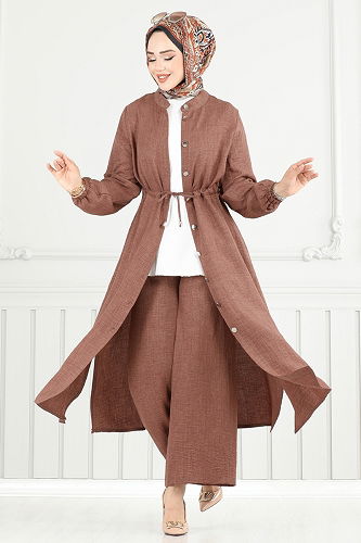 moda selvim طقم عسلي PL9154 - Thumbnail