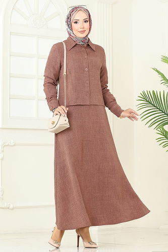 moda selvim طقم بني PL9157 - Thumbnail