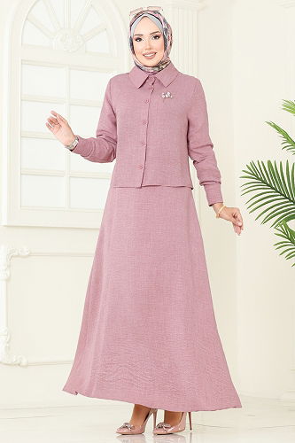 moda selvim طقم وردي PL9157 - Thumbnail