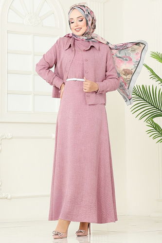 moda selvim طقم وردي PL9157 - Thumbnail