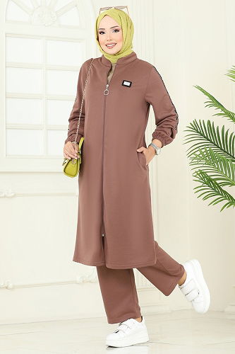 moda selvim طقم بني فاتح PL9164 - Thumbnail