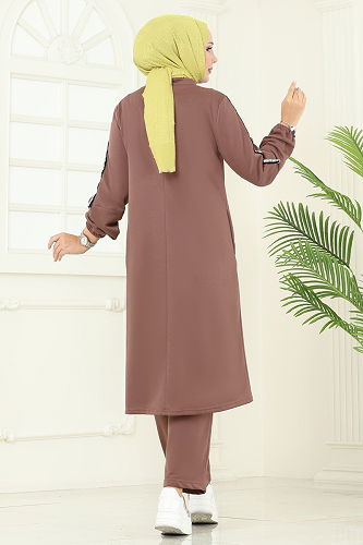 moda selvim طقم بني فاتح PL9164 - Thumbnail