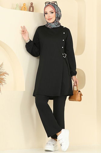 moda selvim طقم أسود PL9166 - Thumbnail