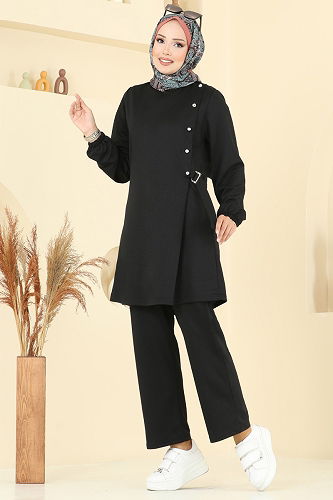 moda selvim طقم أسود PL9166 - Thumbnail