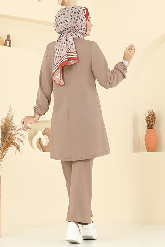 moda selvim طقم بيج غامق PL9166 - Thumbnail