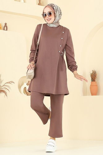 moda selvim طقم بني فاتح PL9166 - Thumbnail