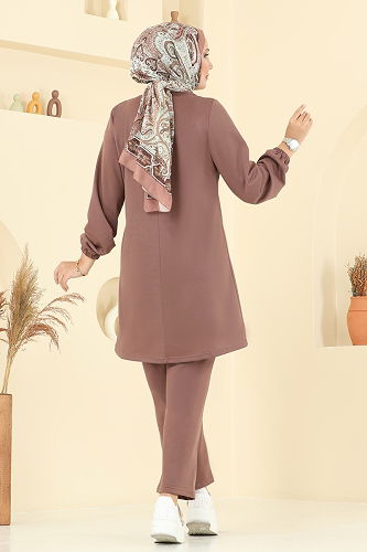 moda selvim طقم بني فاتح PL9166 - Thumbnail