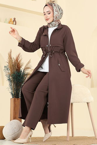 moda selvim طقم بني PL9168 - Thumbnail