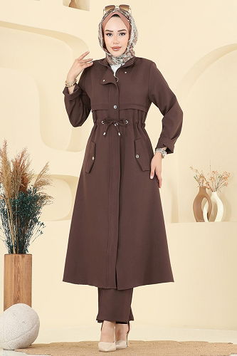 moda selvim طقم بني PL9168 - Thumbnail