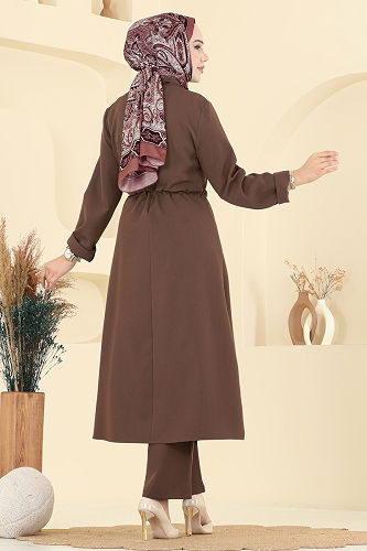 moda selvim طقم بني فاتح PL9168 - Thumbnail