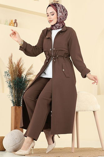 moda selvim طقم بني فاتح PL9168 - Thumbnail