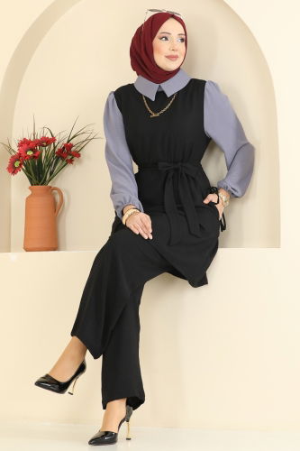 P.L. - طقم أسود و رمادي PL9172