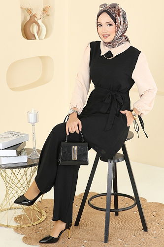 moda selvim طقم أسود PL9172 - Thumbnail