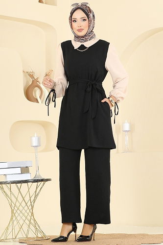 moda selvim طقم أسود PL9172 - Thumbnail