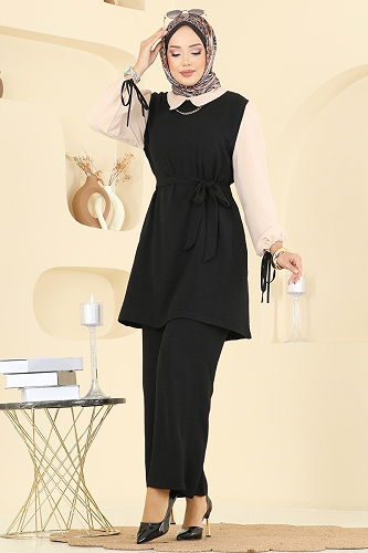 moda selvim طقم أسود PL9172 - Thumbnail