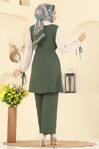 moda selvim طقم اخضر عفني PL9172 - Thumbnail