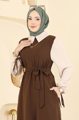 moda selvim طقم بني فاتح PL9172 - Thumbnail