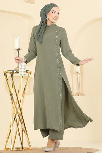 moda selvim طقم أخضر عشبي PL9175 - Thumbnail