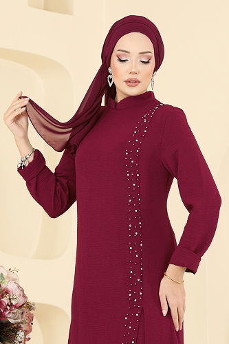 moda selvim طقم خمري PL9175 - Thumbnail