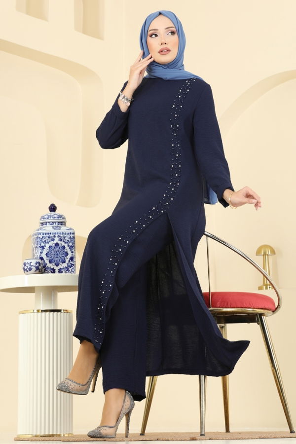 Modaselvim Hijab Combinations Combined PL9175 Navy Blue