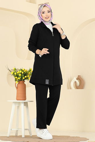 moda selvim طقم أسود PL9176 - Thumbnail