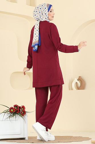 moda selvim طقم خمري PL9176 - Thumbnail