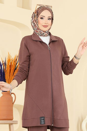 moda selvim طقم بيج غامق PL9176 - Thumbnail