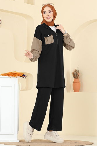 moda selvim طقم أسود PL9180 - Thumbnail