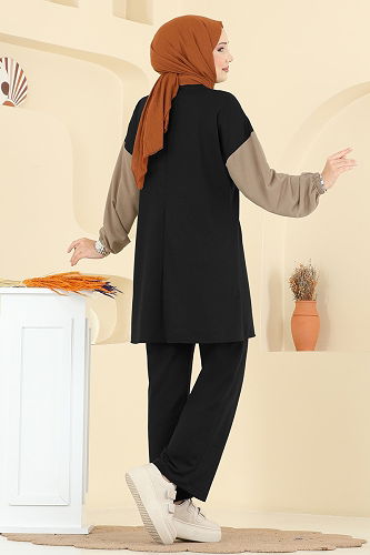 moda selvim طقم أسود PL9180 - Thumbnail