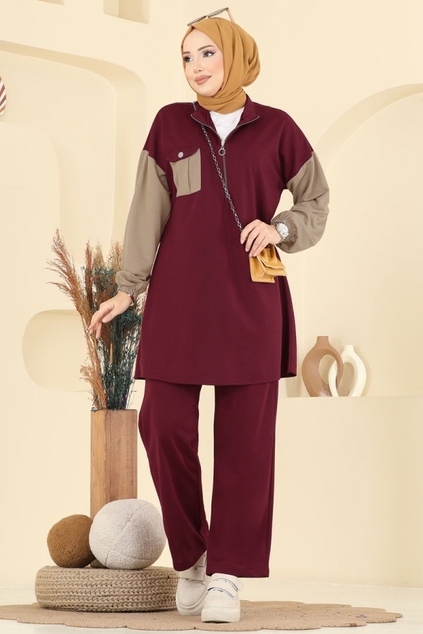 Modaselvim الاطقم طقم خمري PL9180