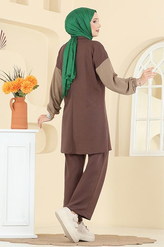 moda selvim طقم بني فاتح PL9180 - Thumbnail