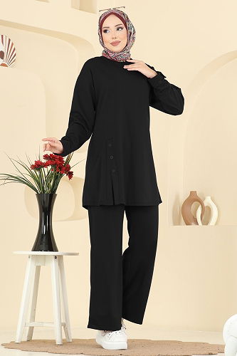 moda selvim طقم أسود PL9181 - Thumbnail