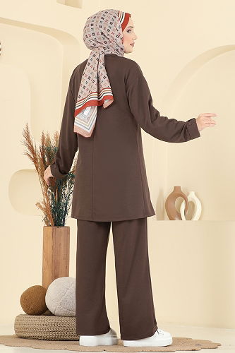 moda selvim طقم بني PL9181 - Thumbnail