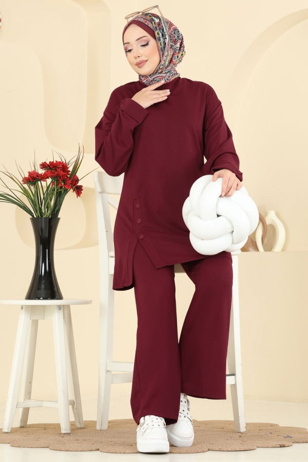 Modaselvim Hijab Combinations Combined PL9181 Burgundy