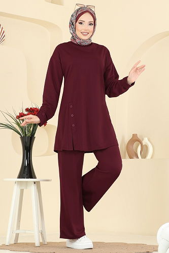 moda selvim طقم خمري PL9181 - Thumbnail