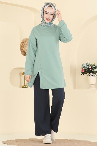 moda selvim Combined PL9181 Mint&Navy Blue - Thumbnail