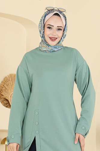 moda selvim Combined PL9181 Mint&Navy Blue - Thumbnail