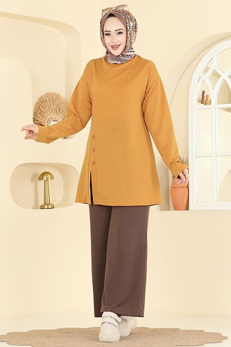 moda selvim Combined PL9181 Mustard & Brown - Thumbnail