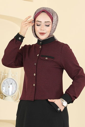 moda selvim طقم خمري و أسود PL9182 - Thumbnail