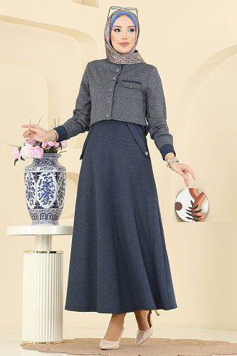 moda selvim Combined PL9182 Navy Blue & Anthracite - Thumbnail