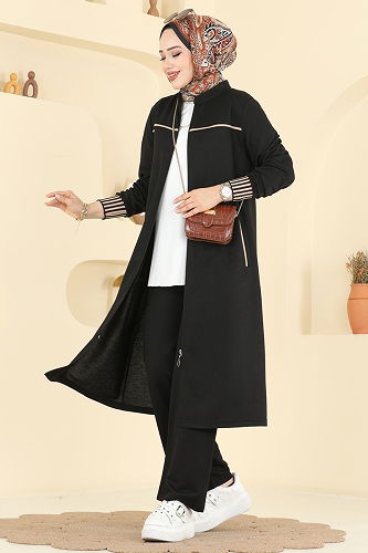 moda selvim طقم أسود PL9185 - Thumbnail