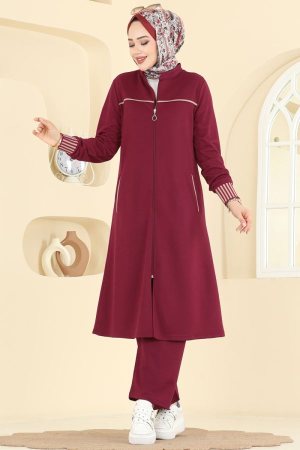 Modaselvim الاطقم طقم خمري PL9185