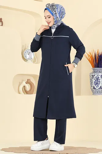 moda selvim طقم كحلي PL9185 - Thumbnail