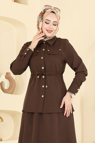 moda selvim طقم بني PL9187 - Thumbnail