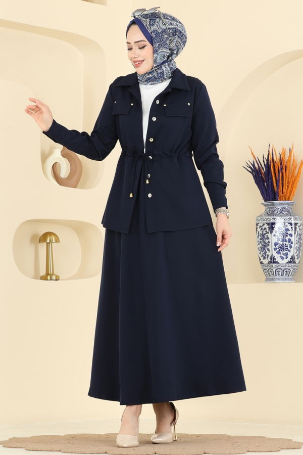 Modaselvim Hijab Combinations Combined PL9187 Navy Blue