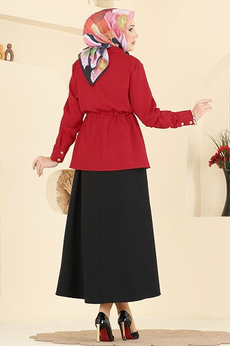 moda selvim Combined PL9187 Red & Black - Thumbnail